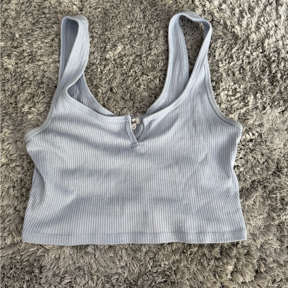 Garage Blue Ribbed Crop Top - Picture 2 of 3